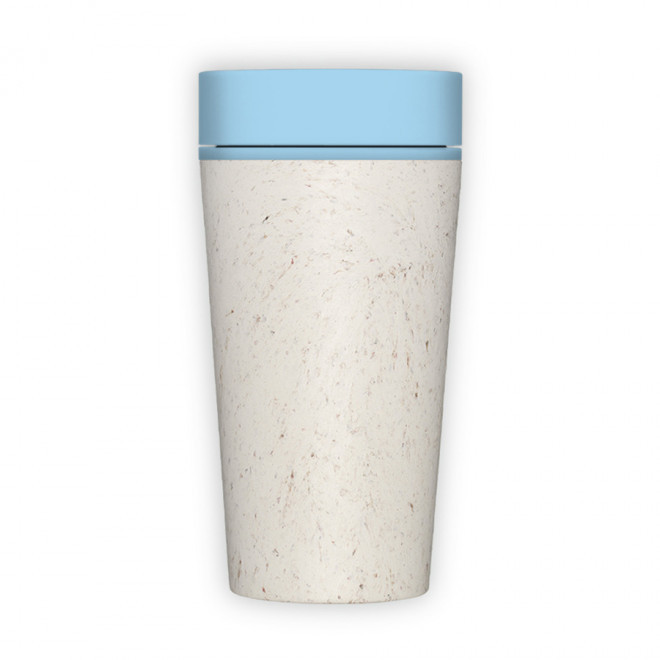 MUG PERSONNALISABLE REUTILISABLE ET DURABLE 340 mL 'BOLLI' - blanc chine/bleu