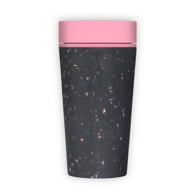 MUG PERSONNALISABLE REUTILISABLE ET DURABLE 340 mL 'BOLLI' - noir/rose