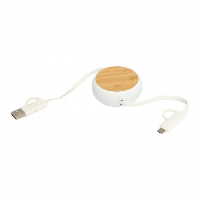 CABLE MULTIFONCTIONS PERSONNALISABLE 'ONTARIO ENROULEUR BOIS RCS' - blanc