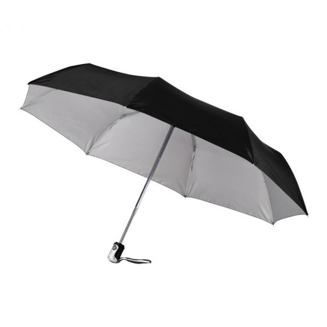 PARAPLUIE PERSONNALISÉ PLIABLE AUTO 'BALMORE' - EXPÉDITION RAPIDE 4 JOURS - noir/argente