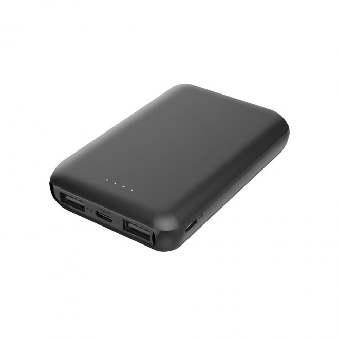 BATTERIE DE SECOURS PUBLICITAIRE 2 PORTS USB 5000 mAh AKASHI® 'CRONOS' - noir