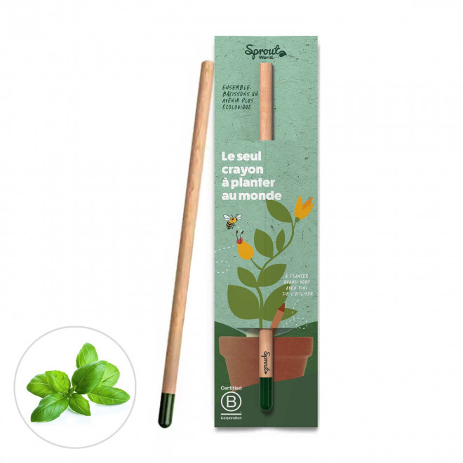 CRAYON GRAINES PERSONNALISÉ CARTONNETTE 'POUSS' - basilic