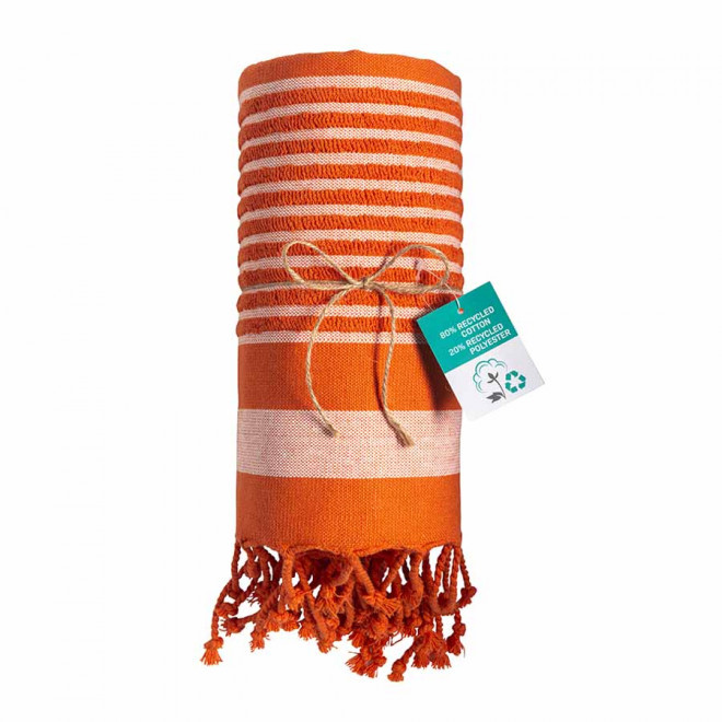 SERVIETTE DE PLAGE PERSONNALISÉE FOUTA 'HORTENSE 350 RECYCLE'  - orange