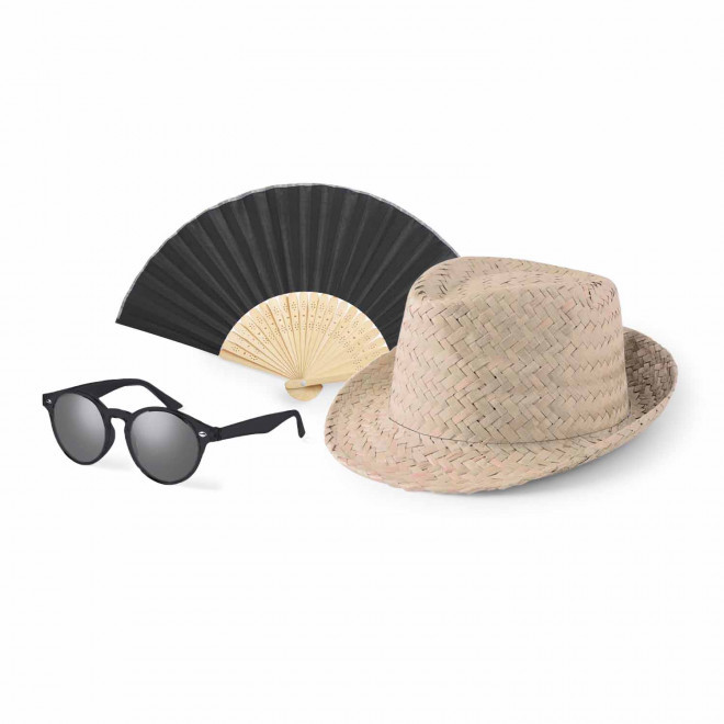 SET LUNETTES EVENTAIL CHAPEAU PERSONNALISABLE 'SUMMER' - noir