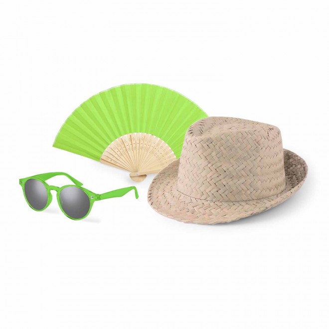 SET LUNETTES EVENTAIL CHAPEAU PERSONNALISABLE 'SUMMER' - vert