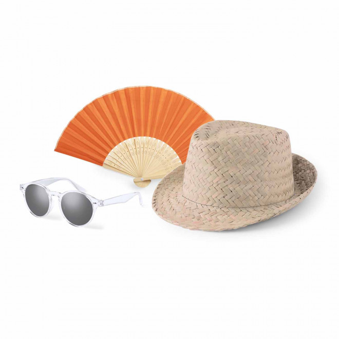 SET LUNETTES EVENTAIL CHAPEAU PERSONNALISABLE 'SUMMER' - orange