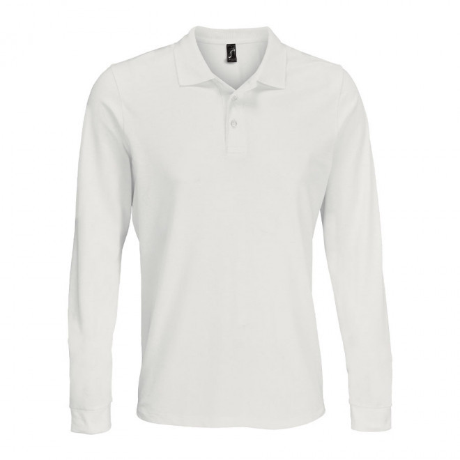 POLO PUBLICITAIRE MIXTE MANCHES LONGUES BLANC 'PRIME LSL' - blanc