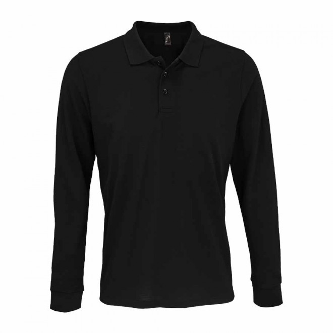 POLO PUBLICITAIRE MIXTE MANCHES LONGUES 'PRIME LSL' - noir