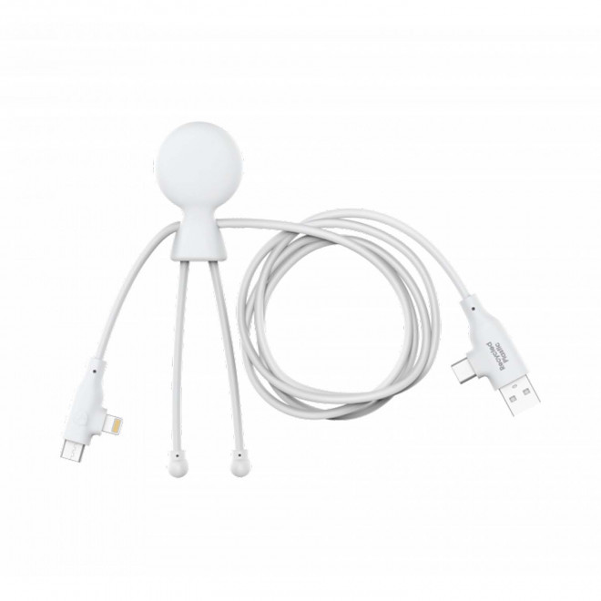 CABLE DE CHARGE PERSONNALISABLE XOOPAR® 'MR BIO LONG FAST 60W' - blanc