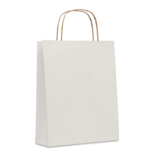 SAC PAPIER KRAFT ANSES TORSADEES 'HONDURO' 18X21X8 CM- EXPÉDITION RAPIDE 5 JOURS - blanc