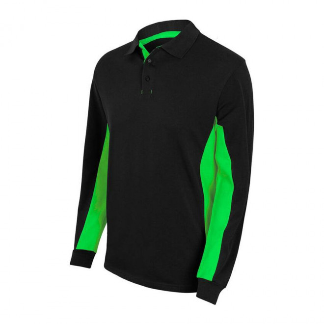 POLO PERSONNALISABLE BICOLORE VELILLA® 'ALBANE ML' - black/lime