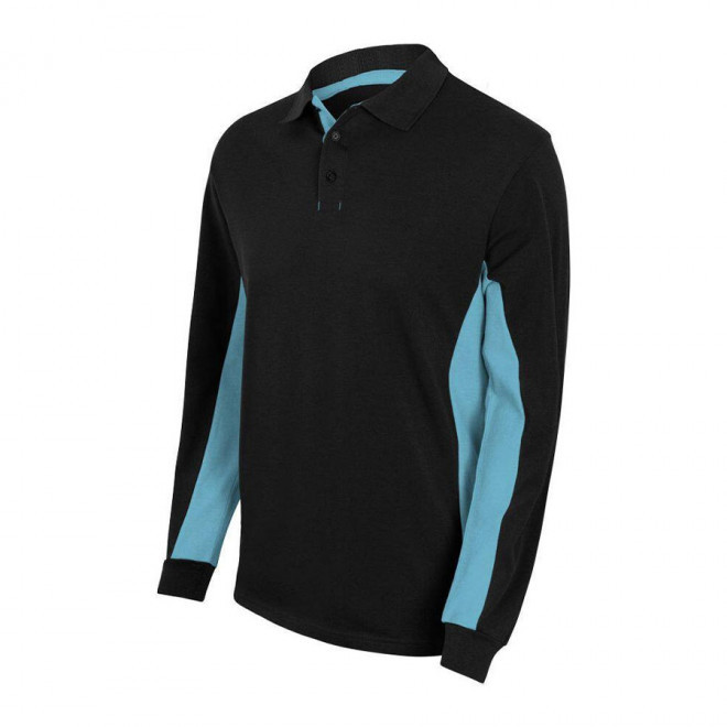 POLO PERSONNALISABLE BICOLORE VELILLA® 'ALBANE ML' - black/sky