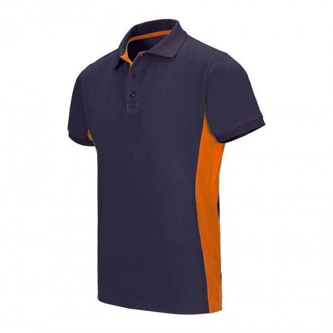 POLO PERSONNALISÉ BICOLORE MANCHES COURTES 'ALBANE MC' 180 GR/M² - navy/orange