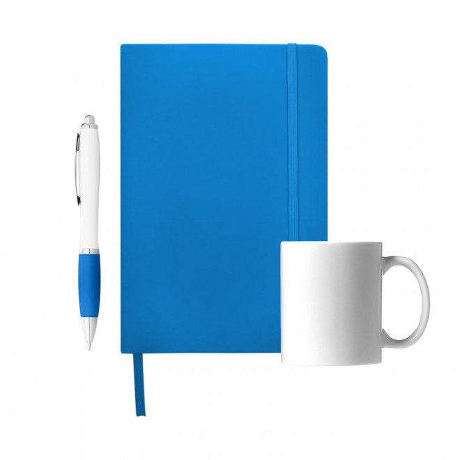 SET CARNET STYLO MUG PERSONNALISABLE 'JOSI' - bleu clair