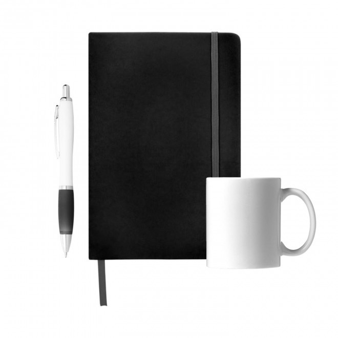 SET CARNET STYLO MUG PERSONNALISABLE 'JOSI' - noir