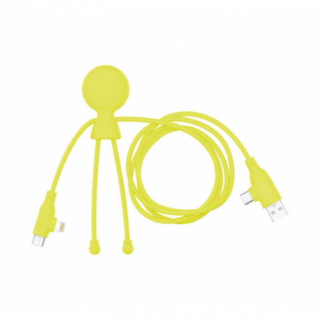 CABLE DE CHARGE PERSONNALISABLE XOOPAR® 'MR BIO LONG FAST 60W' - jaune
