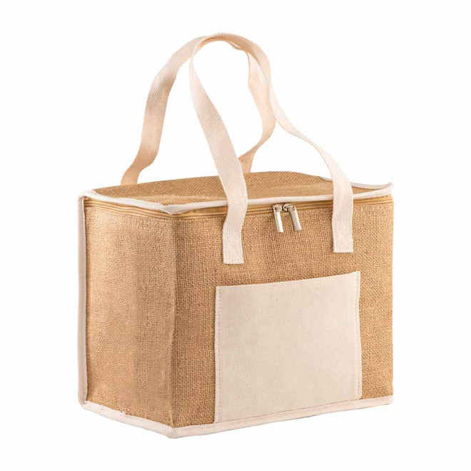 SAC ISOTHERME TOILE DE JUTE PERSONNALISABLE 'COSBUN' - écru