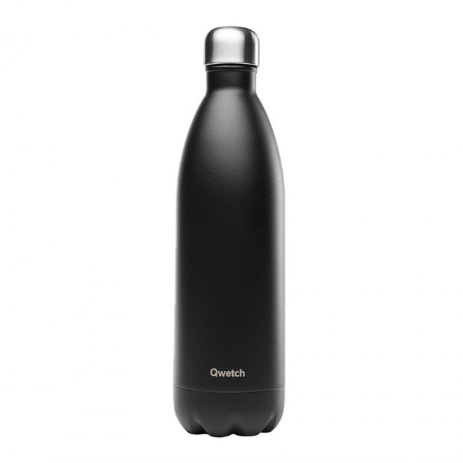 BOUTEILLE ISOTHERME PERSONNALISABLE INOX 1 L QWETCH® - noir