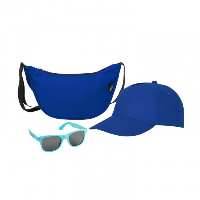 SET PERSONNALISABLE CASQUETTE BANANE LUNETTES 'FESTI' - bleu royal