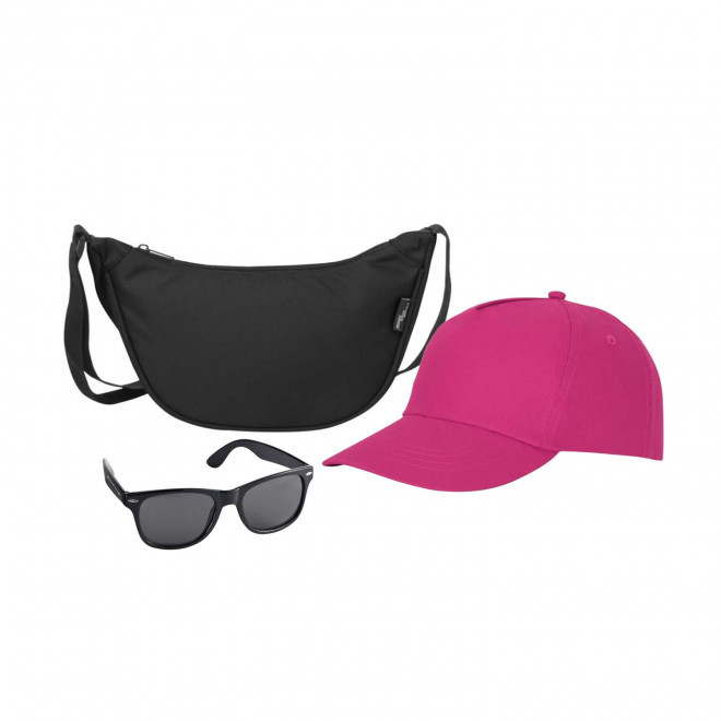 SET PERSONNALISABLE CASQUETTE BANANE LUNETTES 'FESTI' - rose