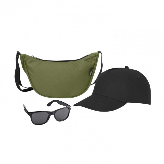 SET PERSONNALISABLE CASQUETTE BANANE LUNETTES 'FESTI' - kaki