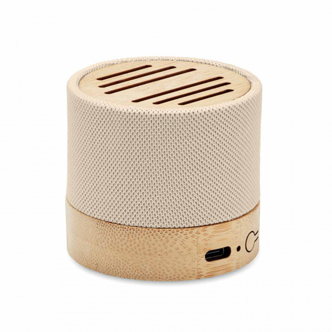 MINI ENCEINTE SANS FIL PERSONNALISABLE 'ELEG BAMBOU' - beige