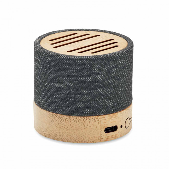 MINI ENCEINTE SANS FIL PERSONNALISABLE 'ELEG BAMBOU' - noir