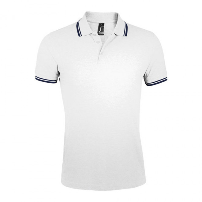 POLO BICOLORE PERSONNALISABLE HOMME 'PASADENA' RAPIDE 4J - blanc/marine