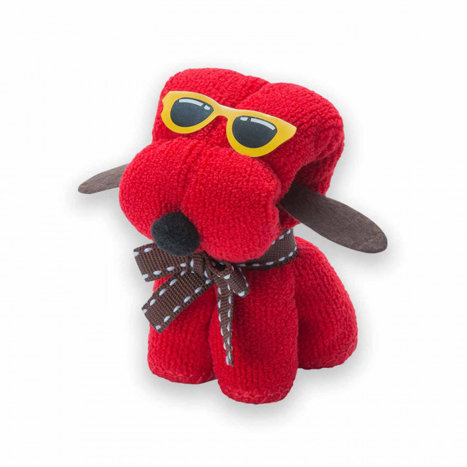 SERVIETTE MICROFIBRE ENFANT PERSONNALISABLE 'WOUFFY' - rouge