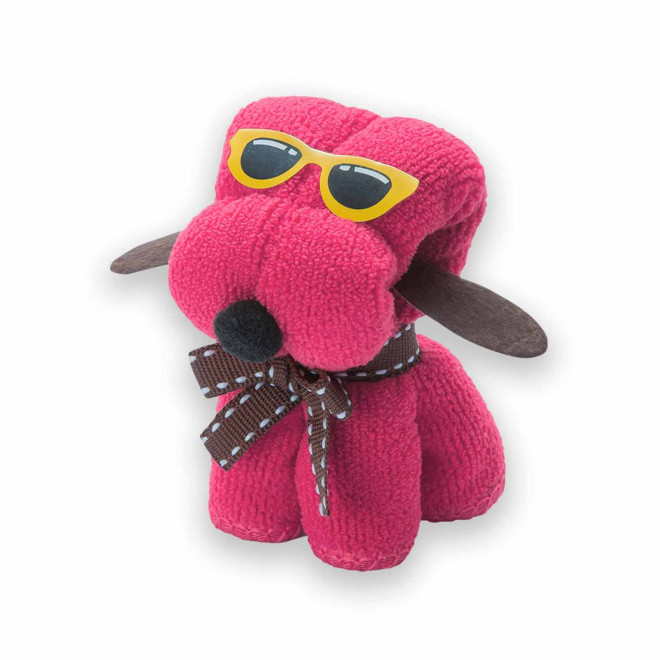 SERVIETTE MICROFIBRE ENFANT PERSONNALISABLE 'WOUFFY' - rose