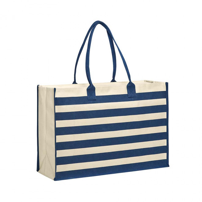 SAC EN COTON ZIPPE PERSONNALISABLE 'CLIZA' - naturel/bleu