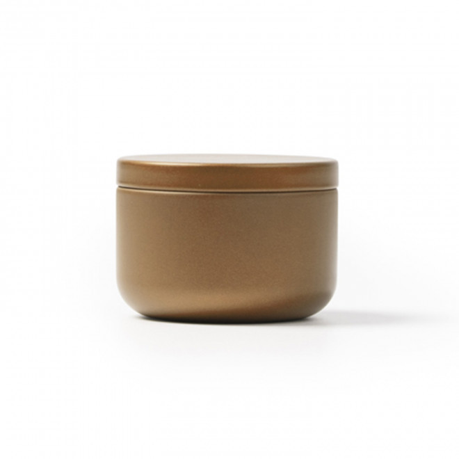 BOUGIE PARFUMEE PERSONNALISABLE BOITE METAL 'ECRYN ROND' - doré