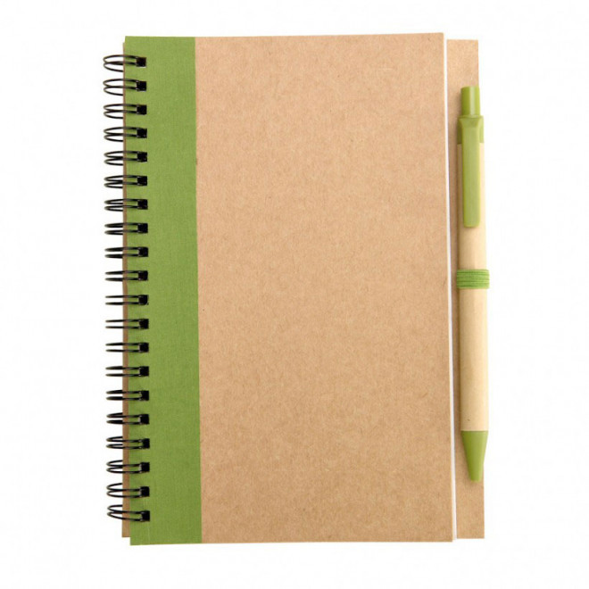 CARNET PERSONNALISÉ NON LIGNÉ AVEC STYLO 'RAMSES' - vert clair