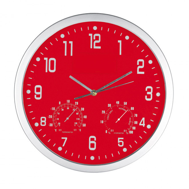 HORLOGE AVEC THERMOMETRE 'BIGTIME' - rouge