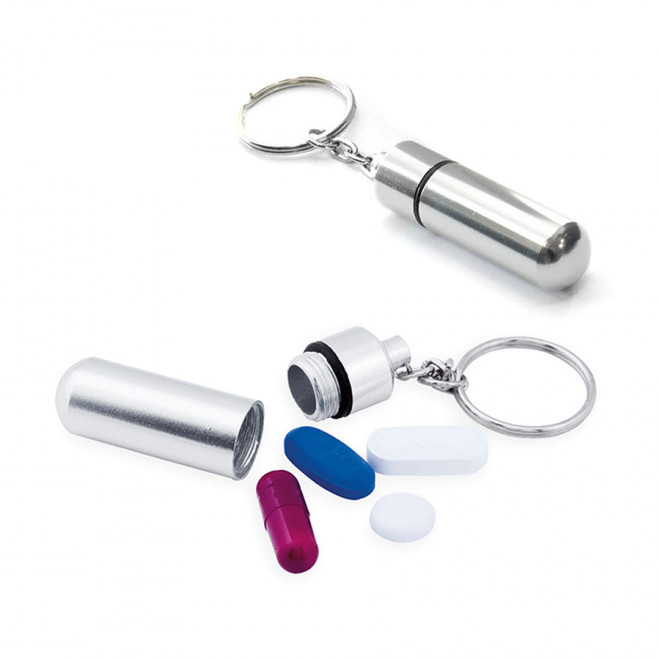 PORTE-CLÉS PILULIER PERSONNALISABLE 'PILULI' - aluminium
