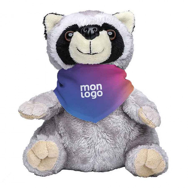 PELUCHE PERSONNALISABLE ANIMAUX FORET BANDANA SUBLIME - gris