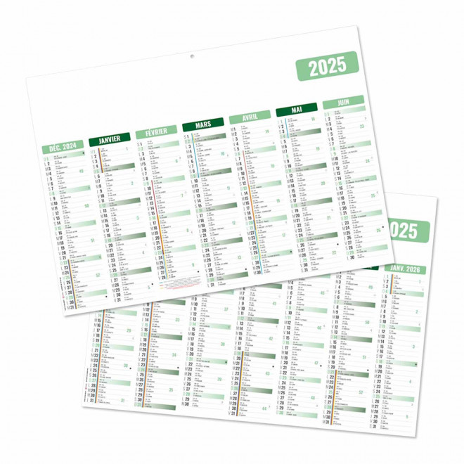 CALENDRIER BANCAIRE PERSONNALISABLE SOUPLE 'CALENSO' - blanc/vert