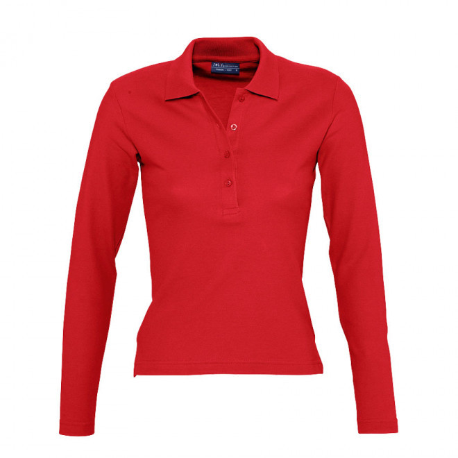 POLO PUBLICITAIRE FEMME MANCHES LONGUES 'PODIUM' - rouge