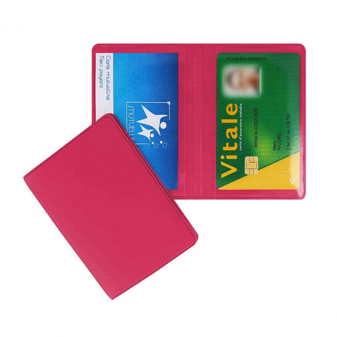 PORTE-CARTES DOUBLE PERSONNALISABLE 'AUGUSTO MIF' - fuchsia