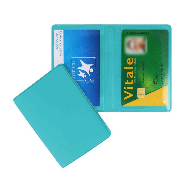 PORTE-CARTES DOUBLE PERSONNALISABLE 'AUGUSTO MIF' - aqua