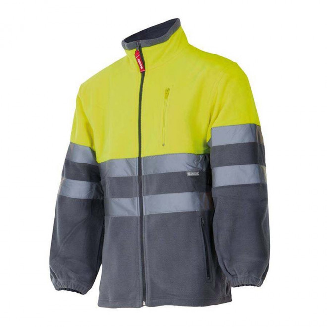 VESTE POLAIRE PERSONNALISABLE HV VELILLA 'POLAROS' - gris/jaune fluo