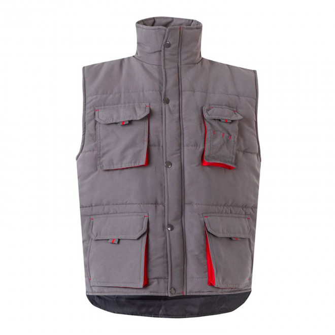 GILET MATELASSE PERSONNALISABLE 'ARIDO' - gris/rouge