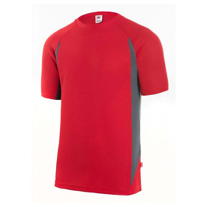 TEE-SHIRT PERSONNALISABLE BICOLORE 'MILERNO' - gris/rouge