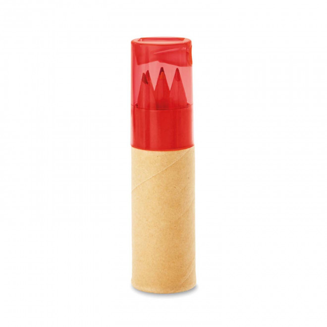 SET DE 6 CRAYONS DE COULEUR AVEC TAILLE-CRAYON PERSONNALISABLE 'ANDORRE' - rouge