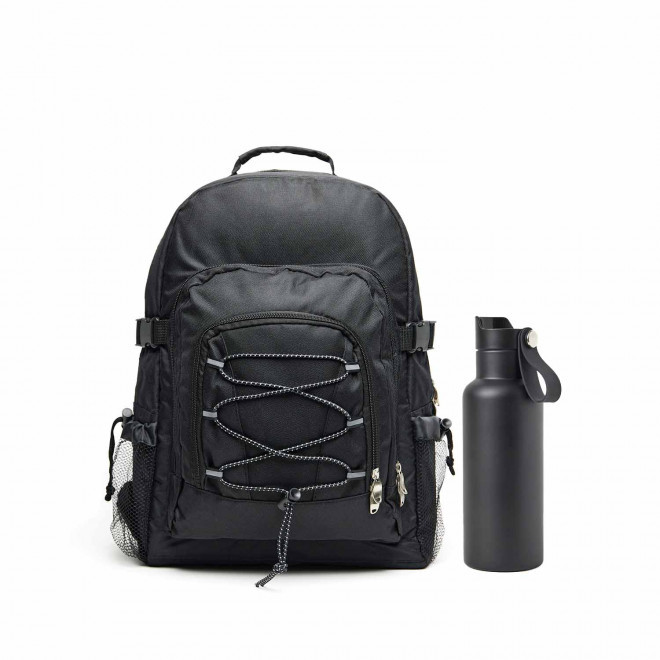 SET SAC ET BOUTEILLE ISOTHERME PERSONNALISABLE 'JANI' - noir