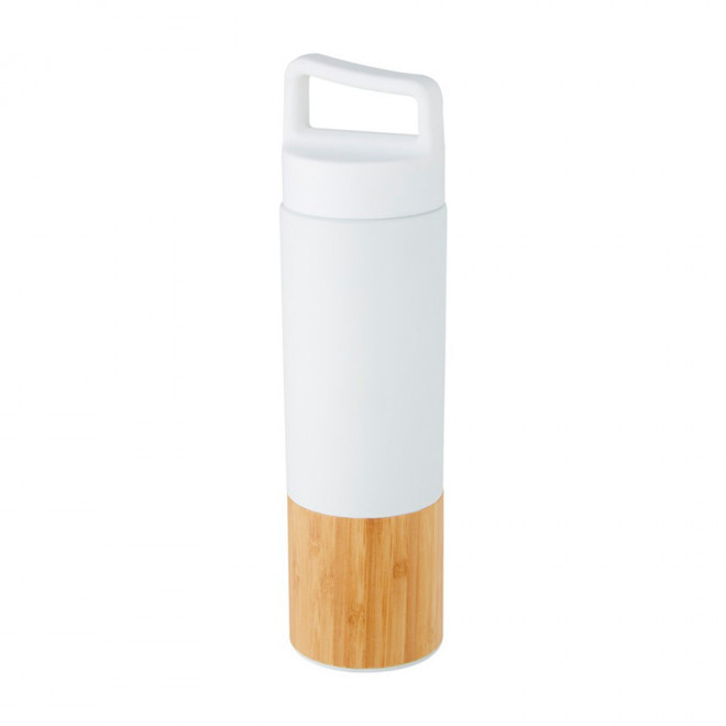 BOUTEILLE ISOTHERME PERSONNALISÉE EN BAMBOU 540ML 'BUTILKA BAMBOO' 4J - blanc