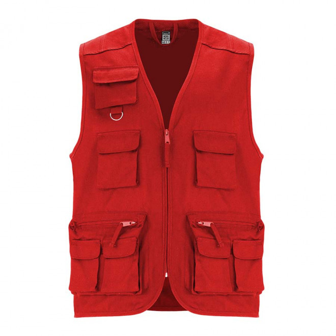 GILET DE TRAVAIL MULTI-POCHES PERSONNALISABLE 'VENERA' - rouge