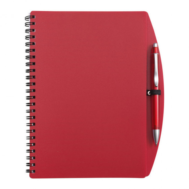CARNET À SPIRALE PERSONNALISÉ A5 AVEC STYLO 'TURINO' - rouge
