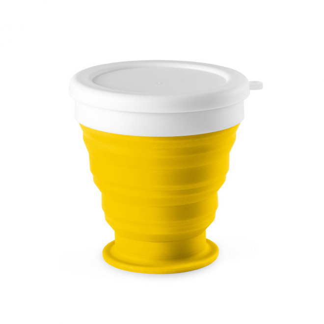 GOBELET PERSONNALISABLE DE VOYAGE PLIABLE 250 ML 'GUBI' - jaune