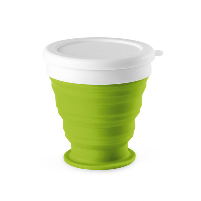 GOBELET PERSONNALISABLE DE VOYAGE PLIABLE 250 ML 'GUBI' - vert clair